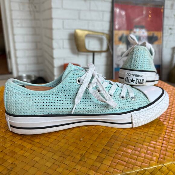 Converse All Star Lo Chuck Taylor Ox Motel Blue Perforated Womens Size 8 551623F - Picture 3 of 10